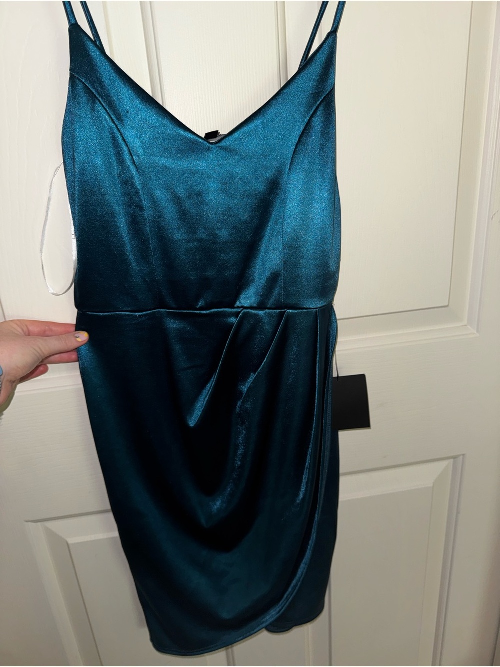 Lulus Forever Your Girl Teal Satin Bodycon Dress - Picture 4 of 10